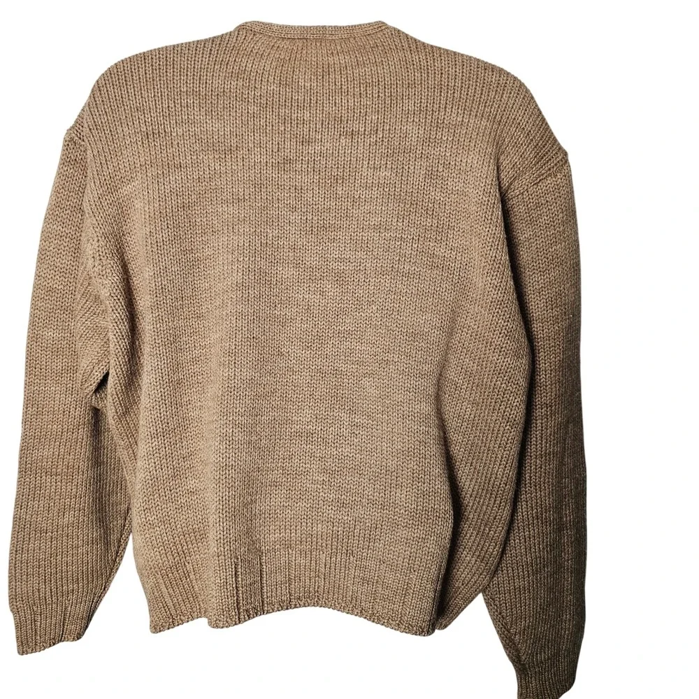 Vintage J.Crew Mens 100% Wool V-Neck Pullover Sweater XL Camel Tan Oarsman